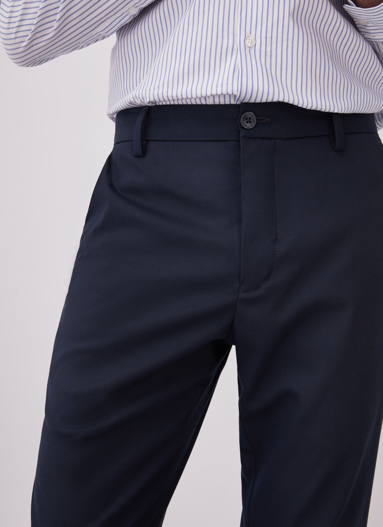 Navy Blue Elastic Slim Fit Trousers