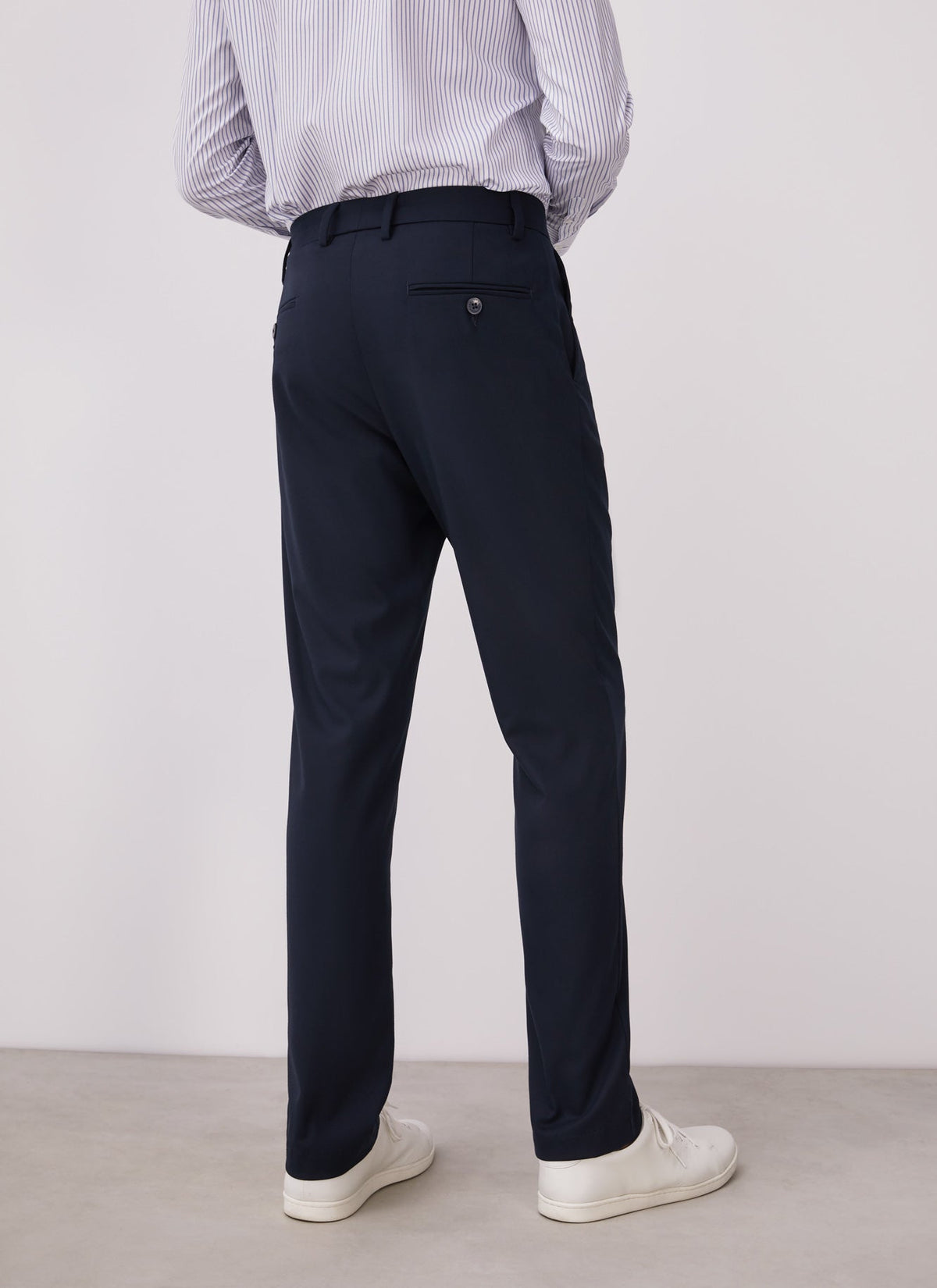 Navy Blue Elastic Slim Fit Trousers