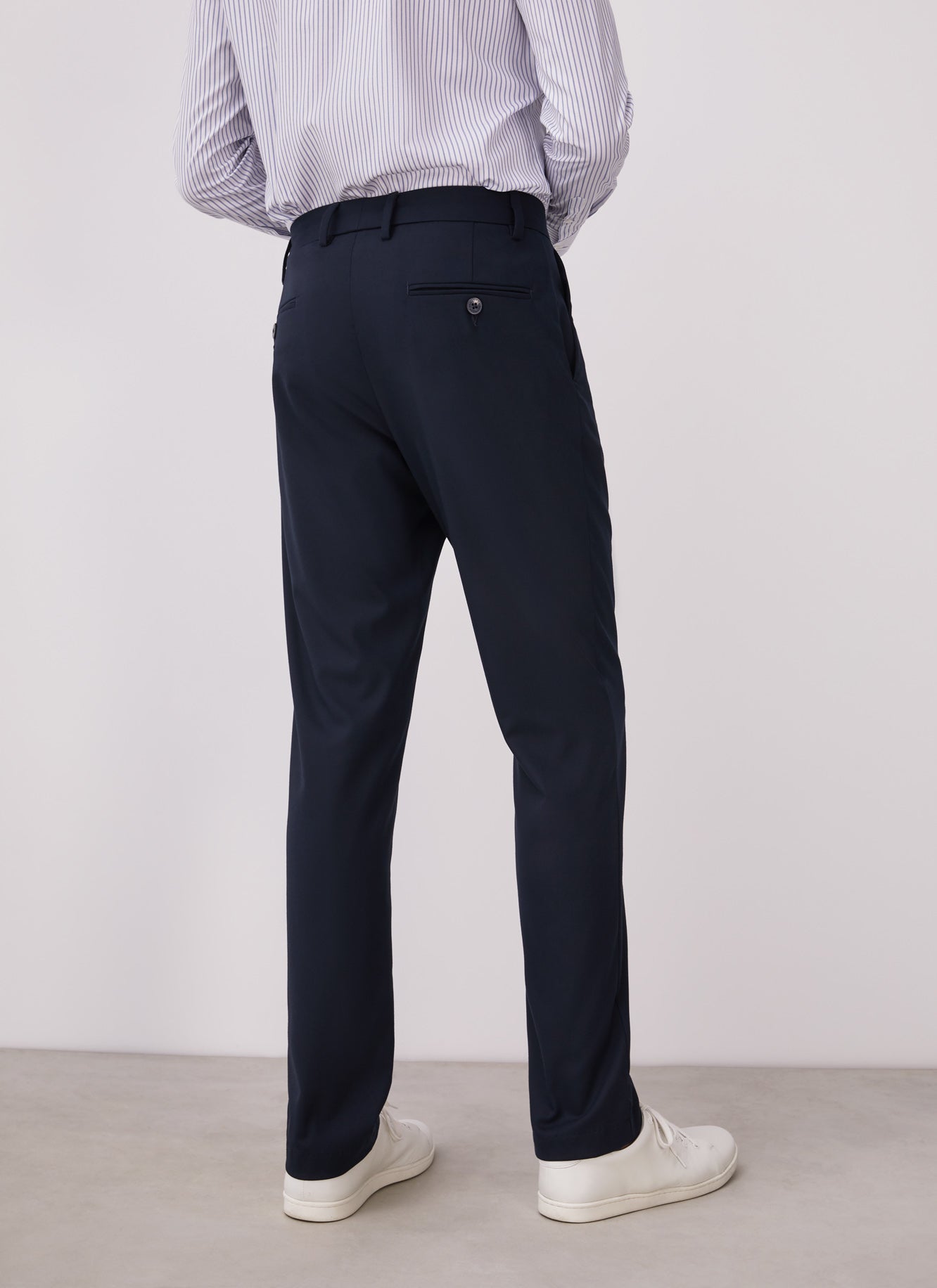 Navy Blue Elastic Slim Fit Trousers