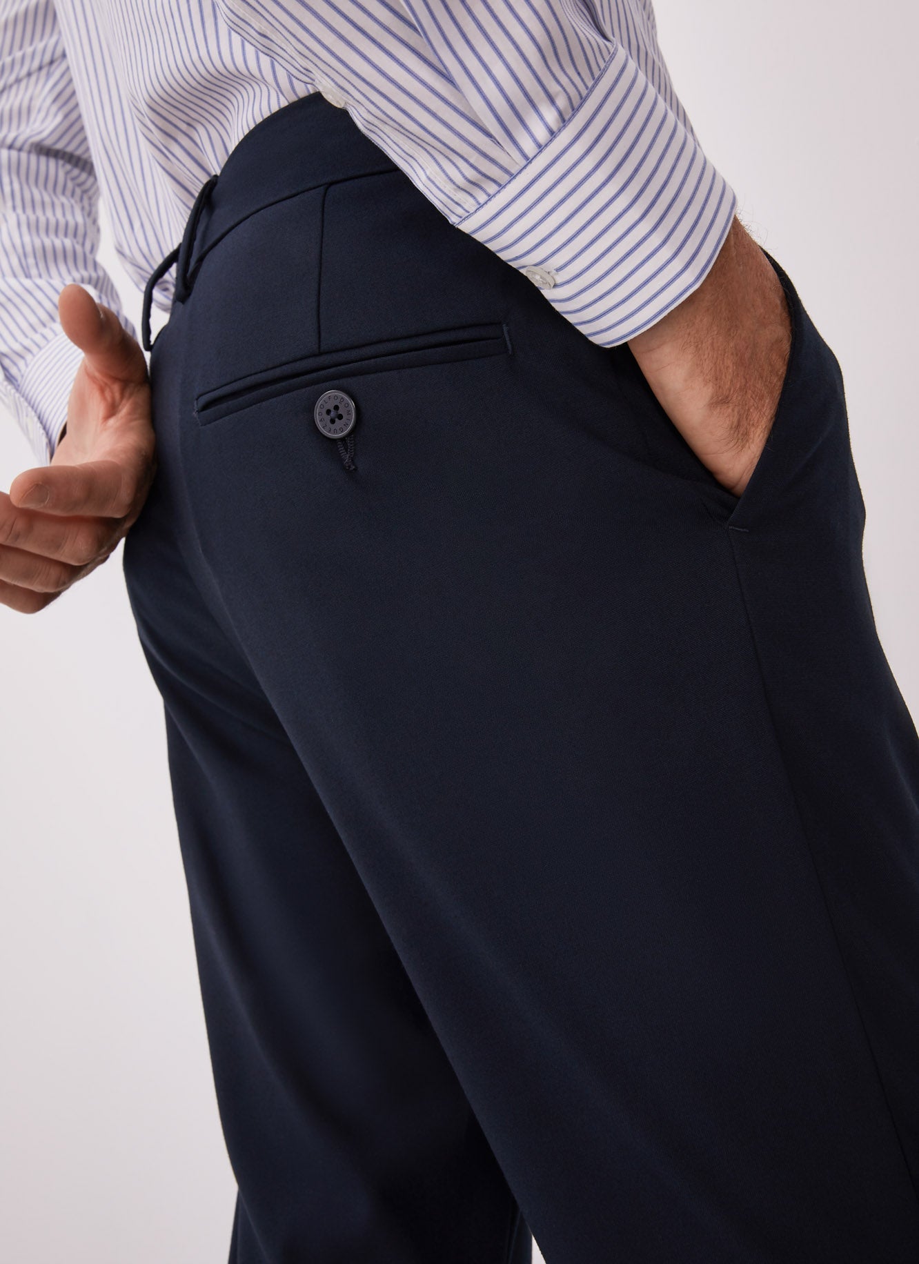 Navy Blue Elastic Slim Fit Trousers