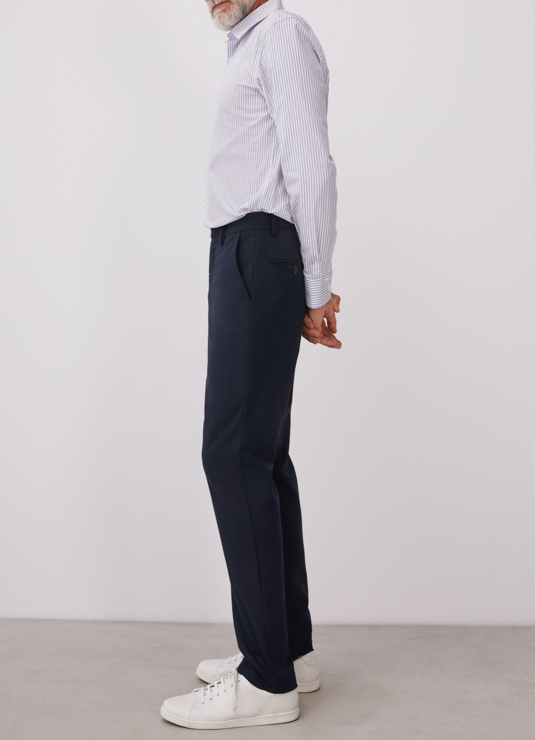 Navy Blue Elastic Slim Fit Trousers