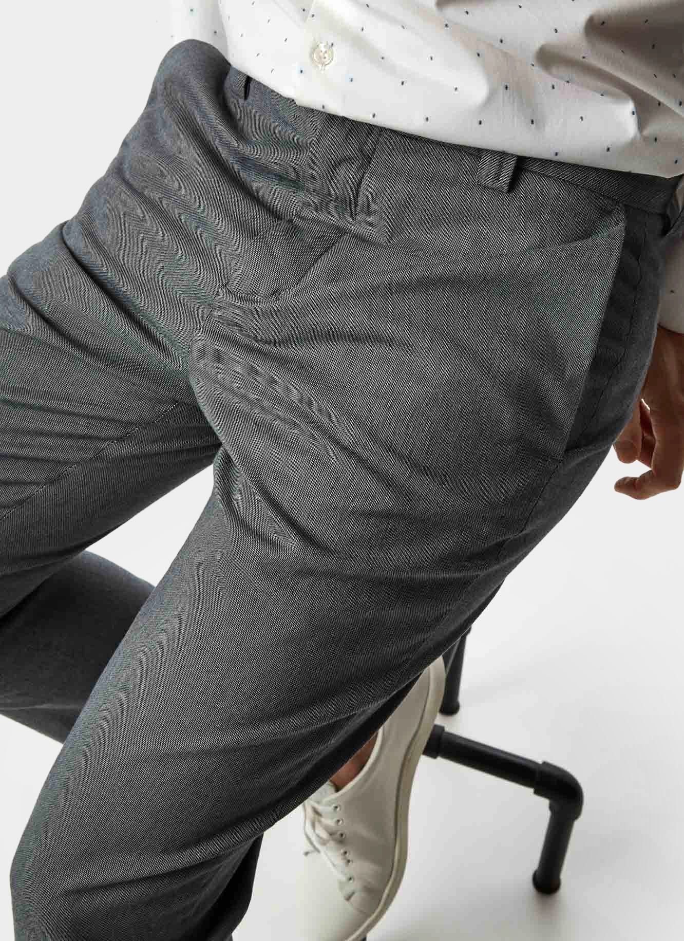 Medium Grey Elastic Organic Cotton Chino Trousers