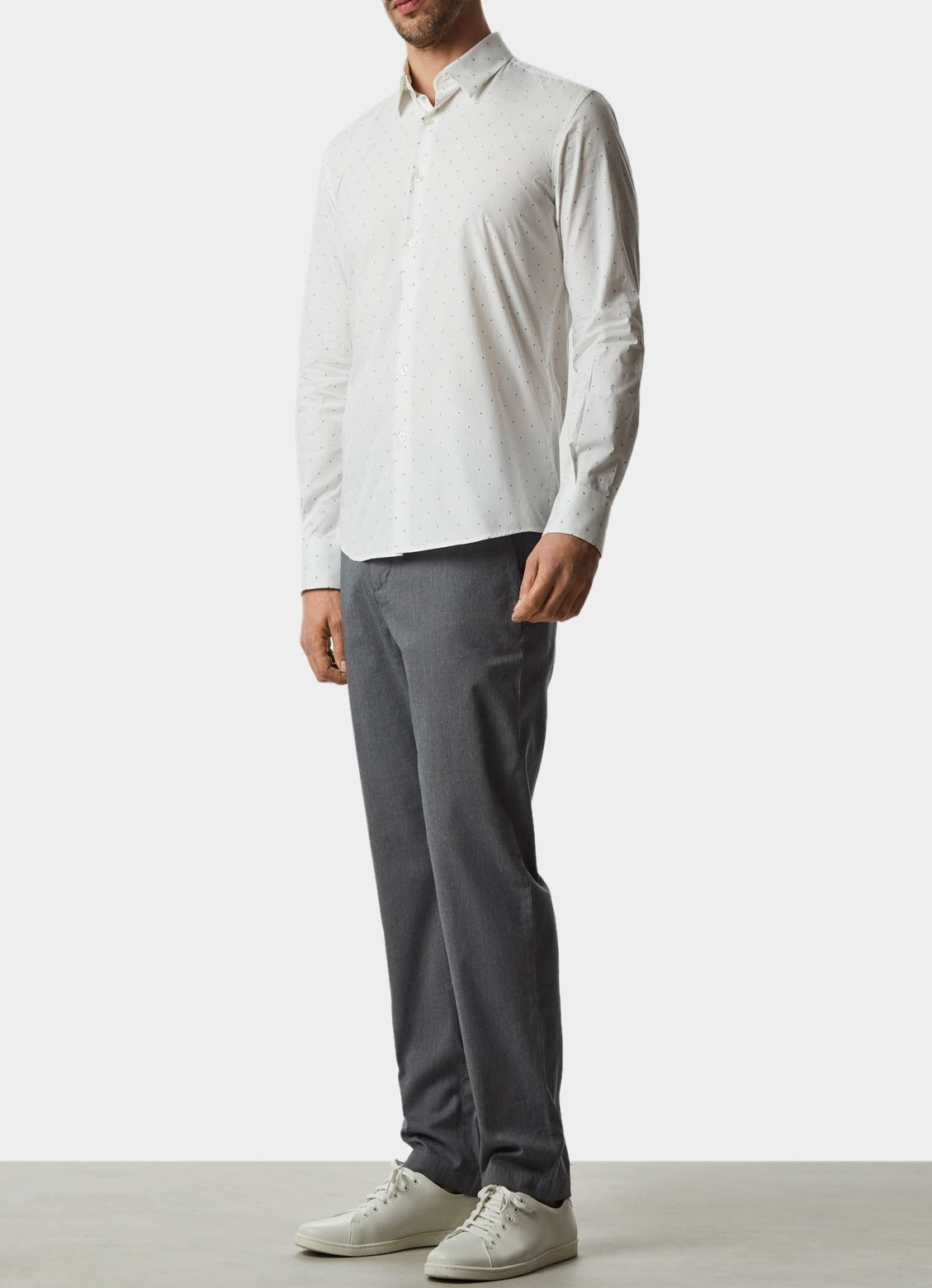 Medium Grey Elastic Organic Cotton Chino Trousers
