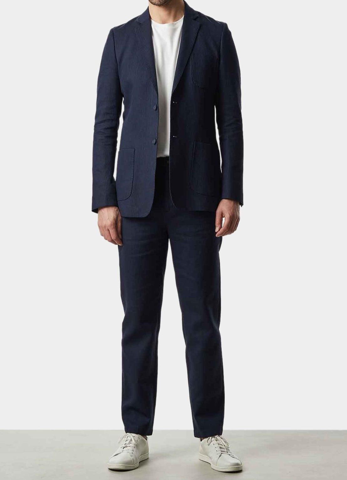 Ink Blue Washed Linen Trousers