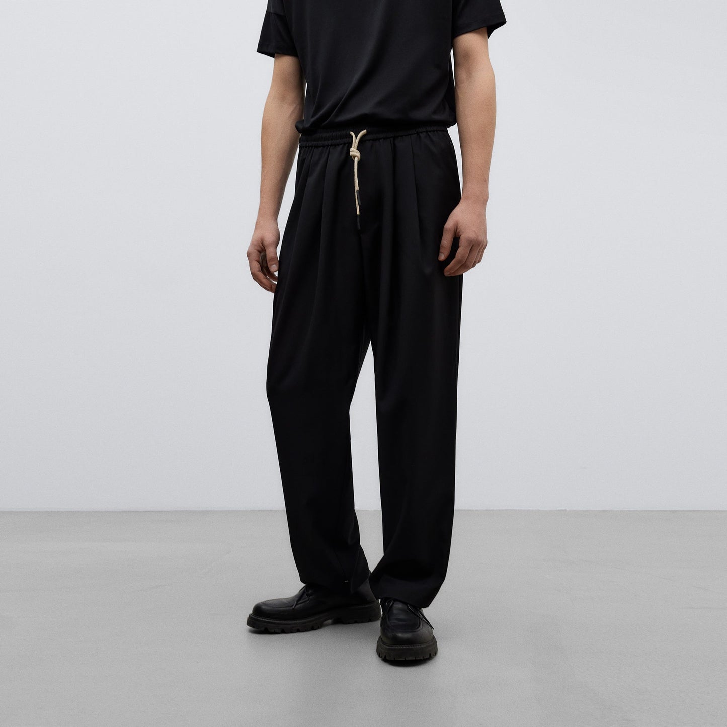 Black Elasticated Waist Trousers