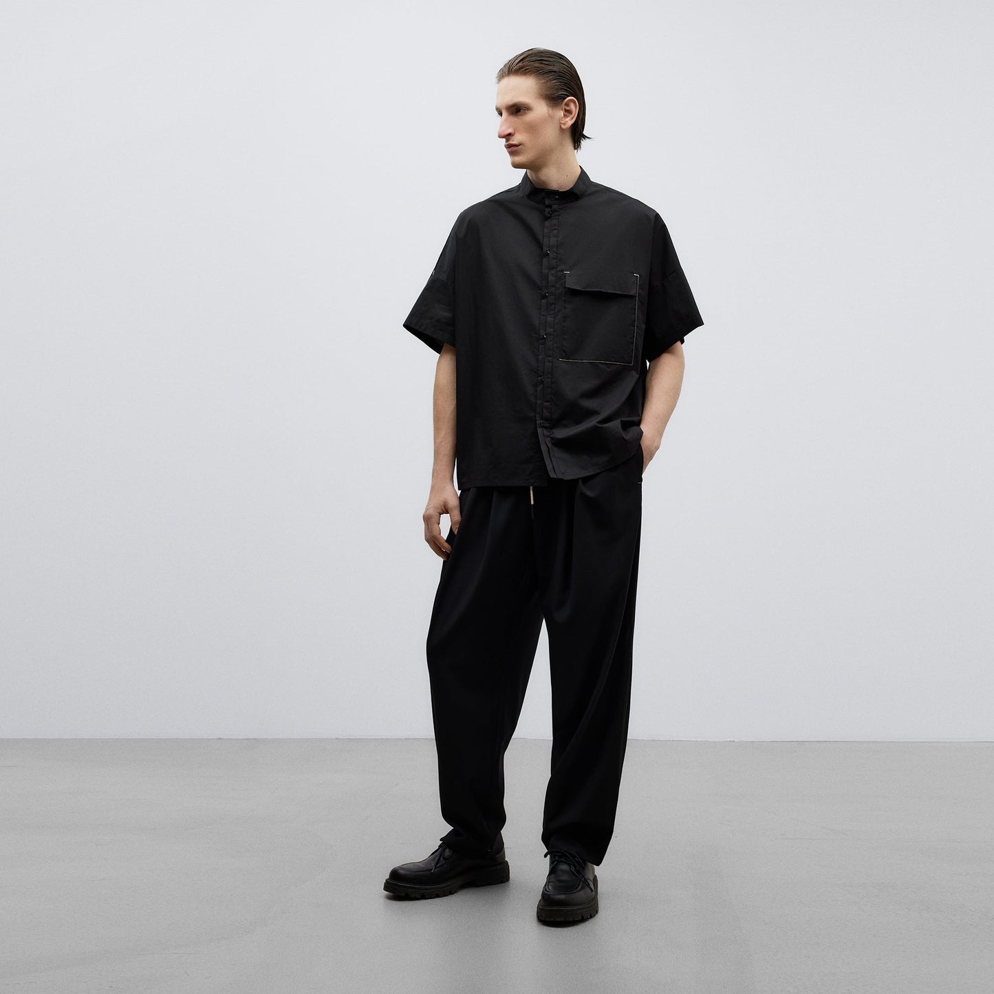 Black Elasticated Waist Trousers