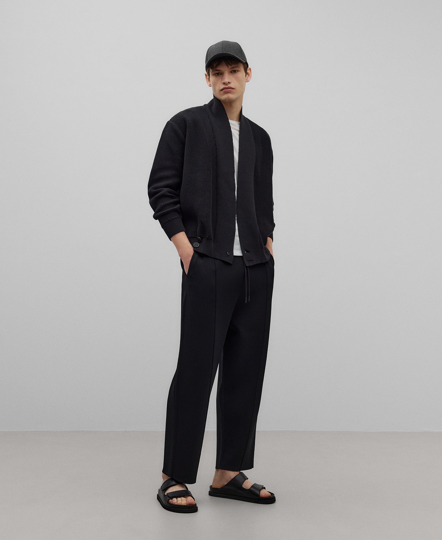 Black Knit Trousers for Men