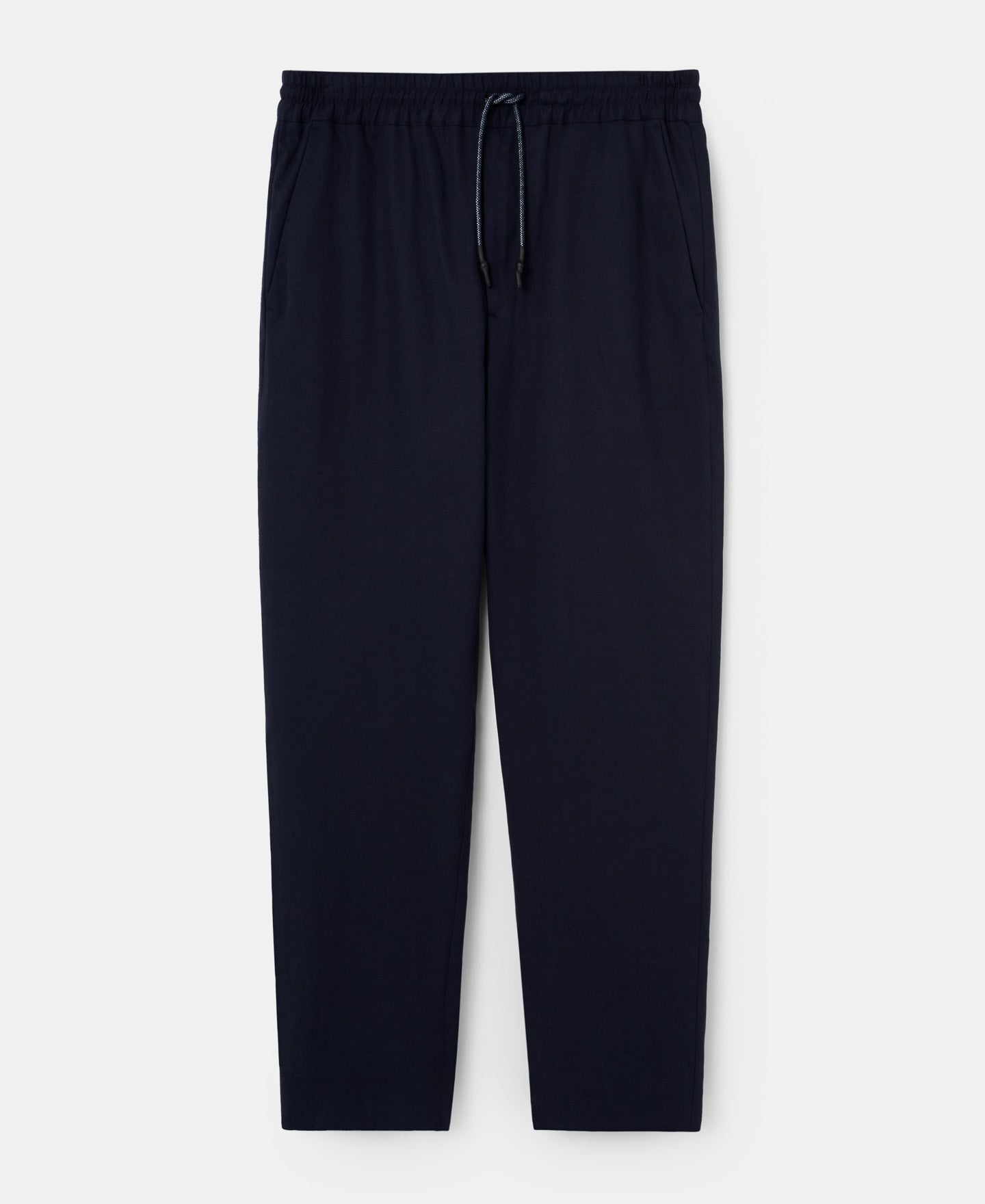 Navy Blue Carrot Fit Lyocell Trousers