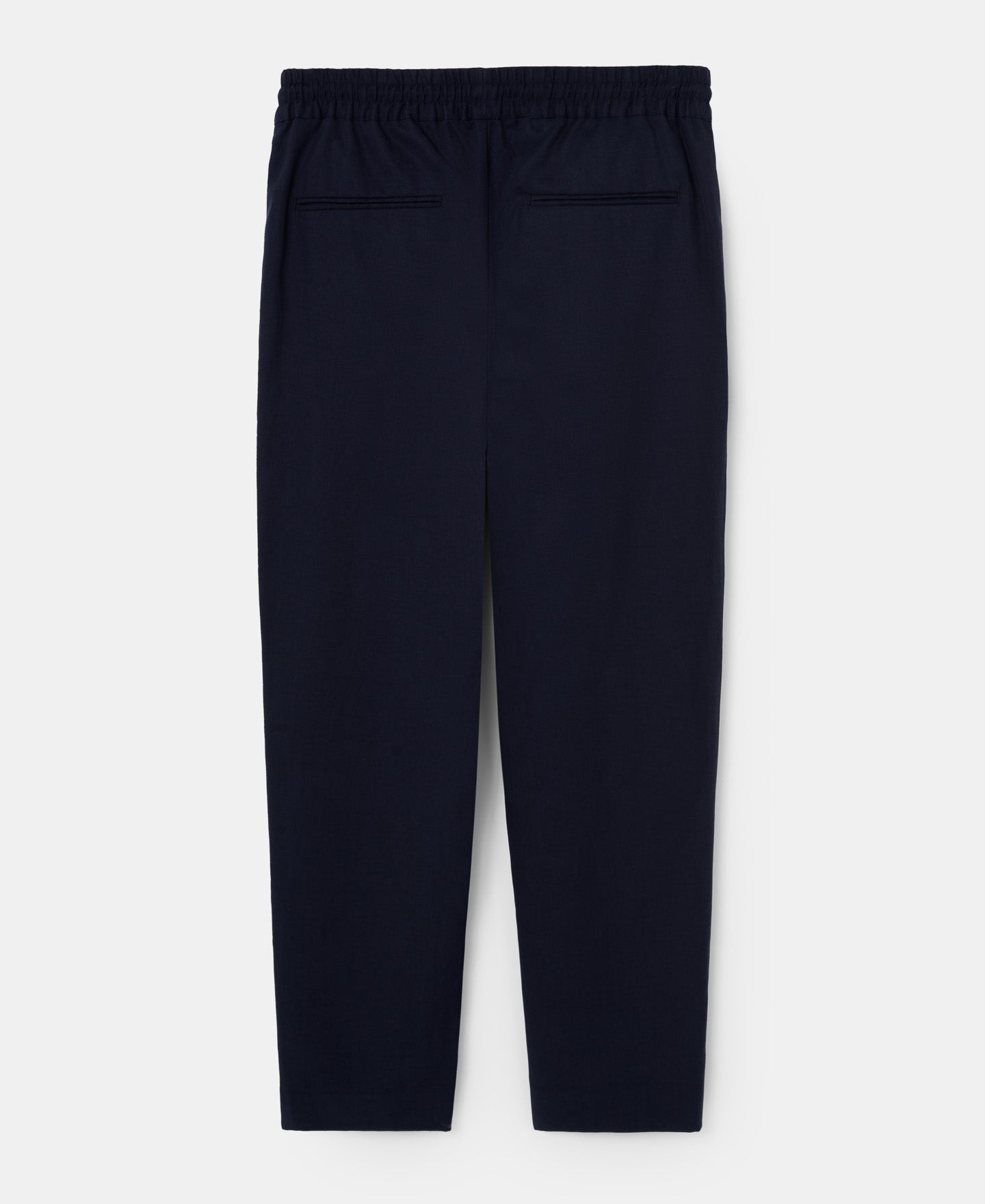 Navy Blue Carrot Fit Lyocell Trousers