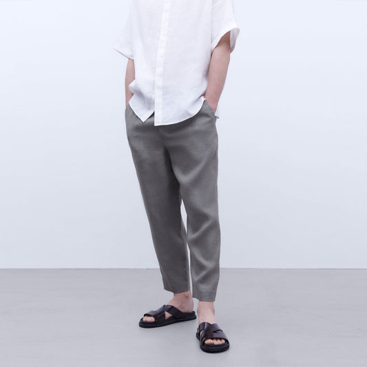 European Linen Trousers - Grey/Green