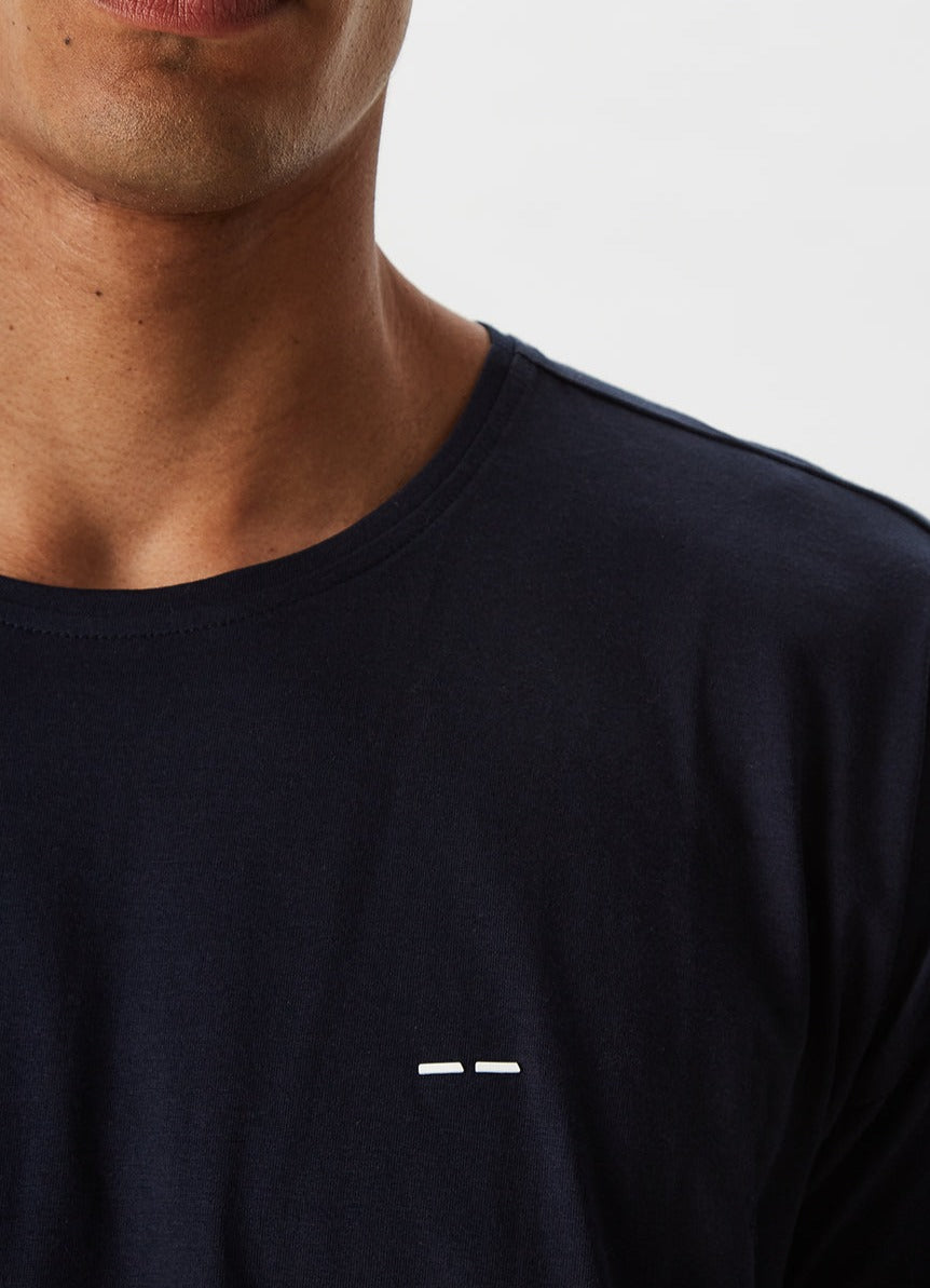 Navy Blue Basic Cotton T-Shirt With Crew Neck