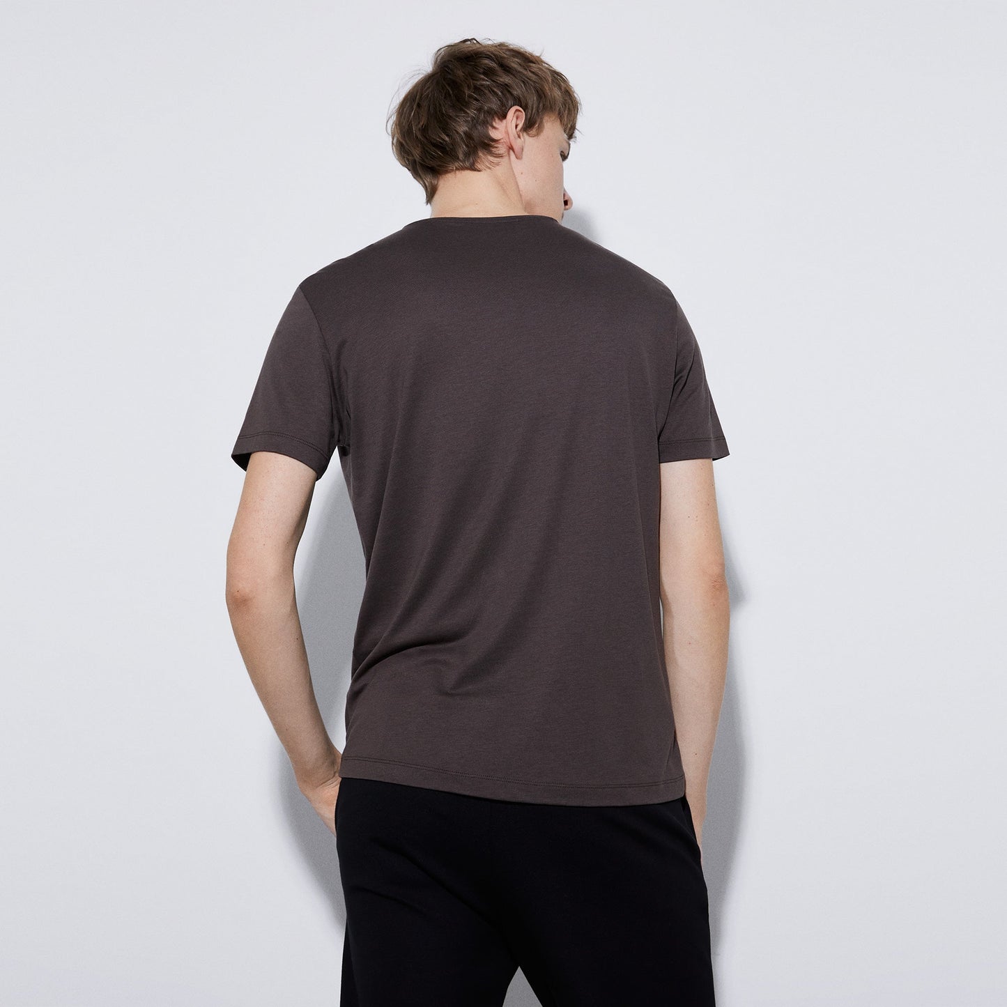 Chesnut Brown Lyocell Crew Neck T-Shirt