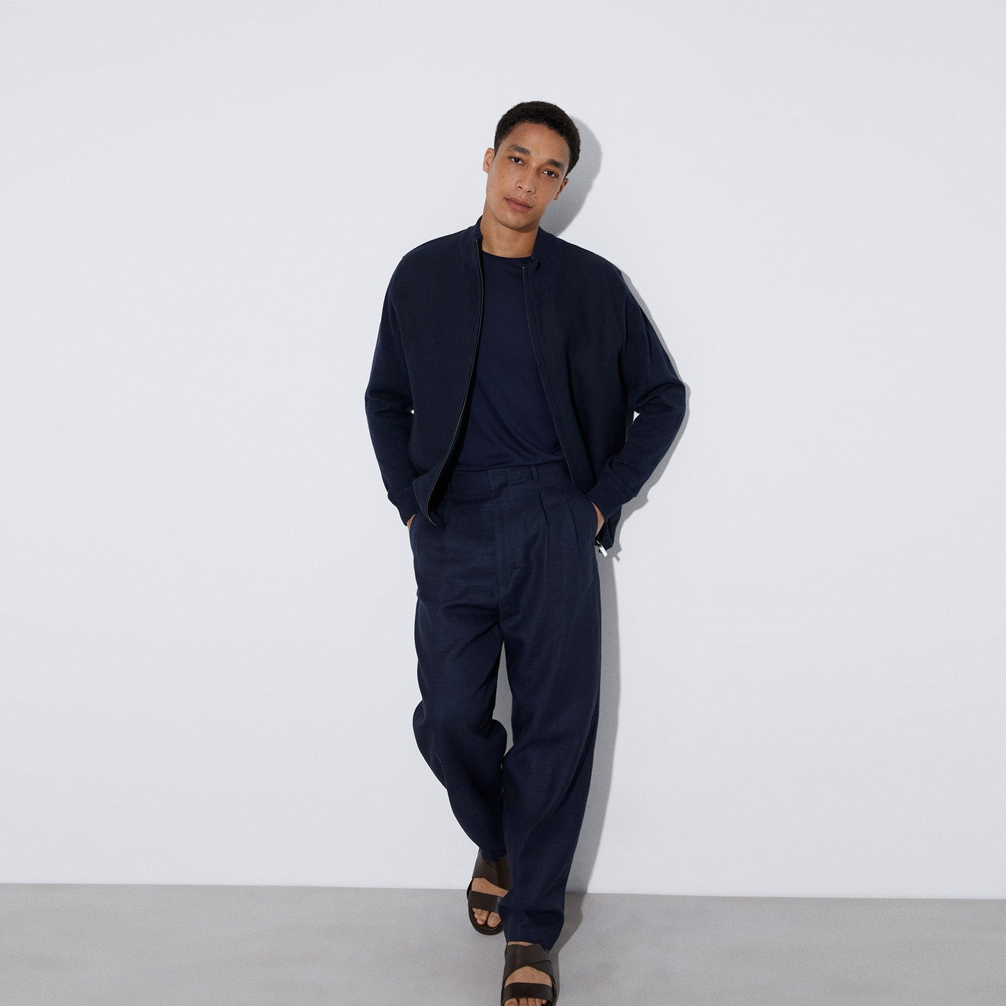 Navyblue Lyocell Crew Neck T-Shirt