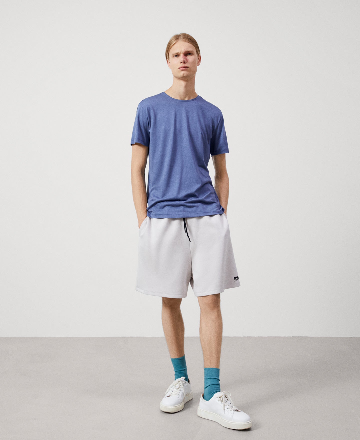 Blue Lyocell Crew Neck T-Shirt