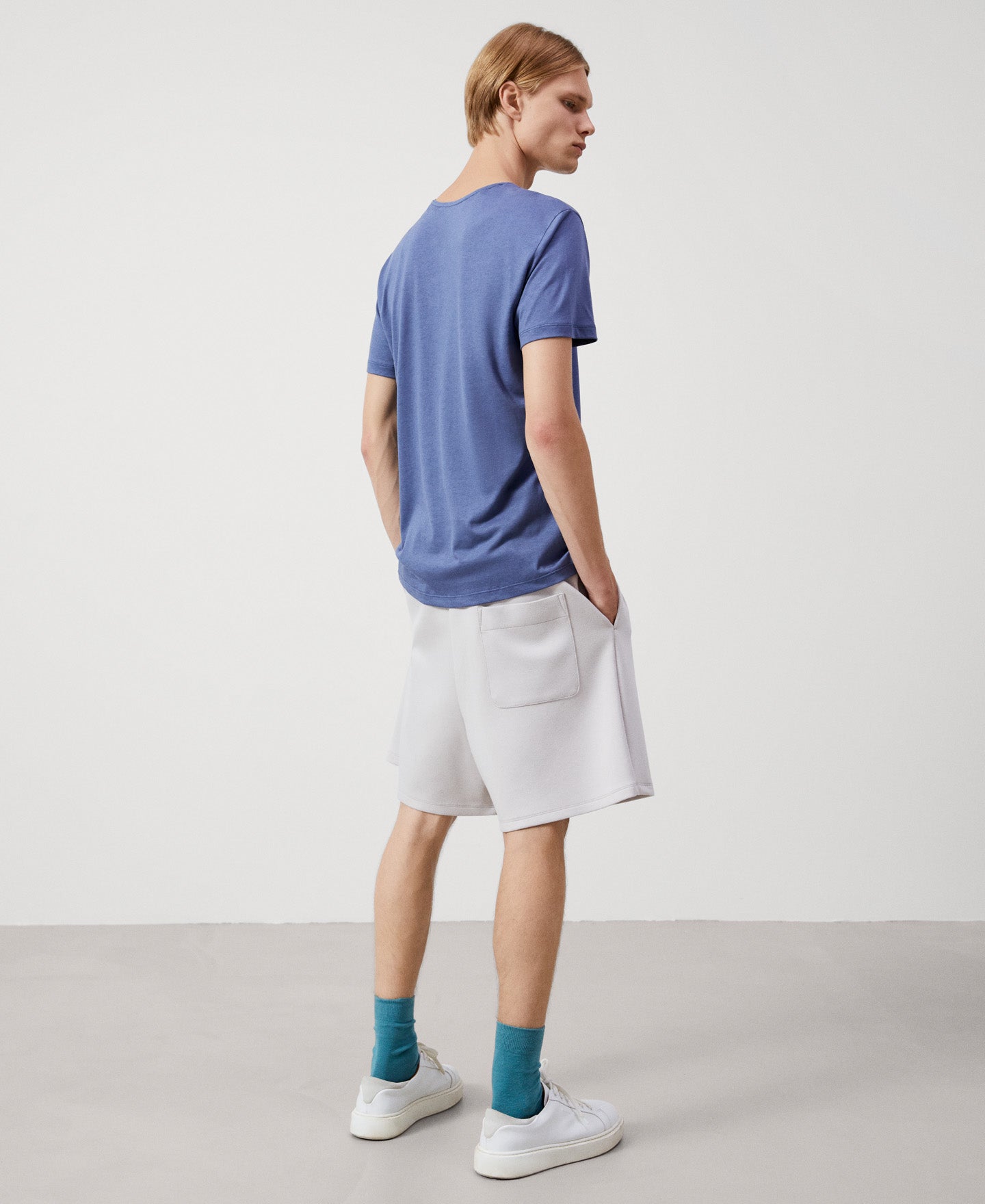 Blue Lyocell Crew Neck T-Shirt