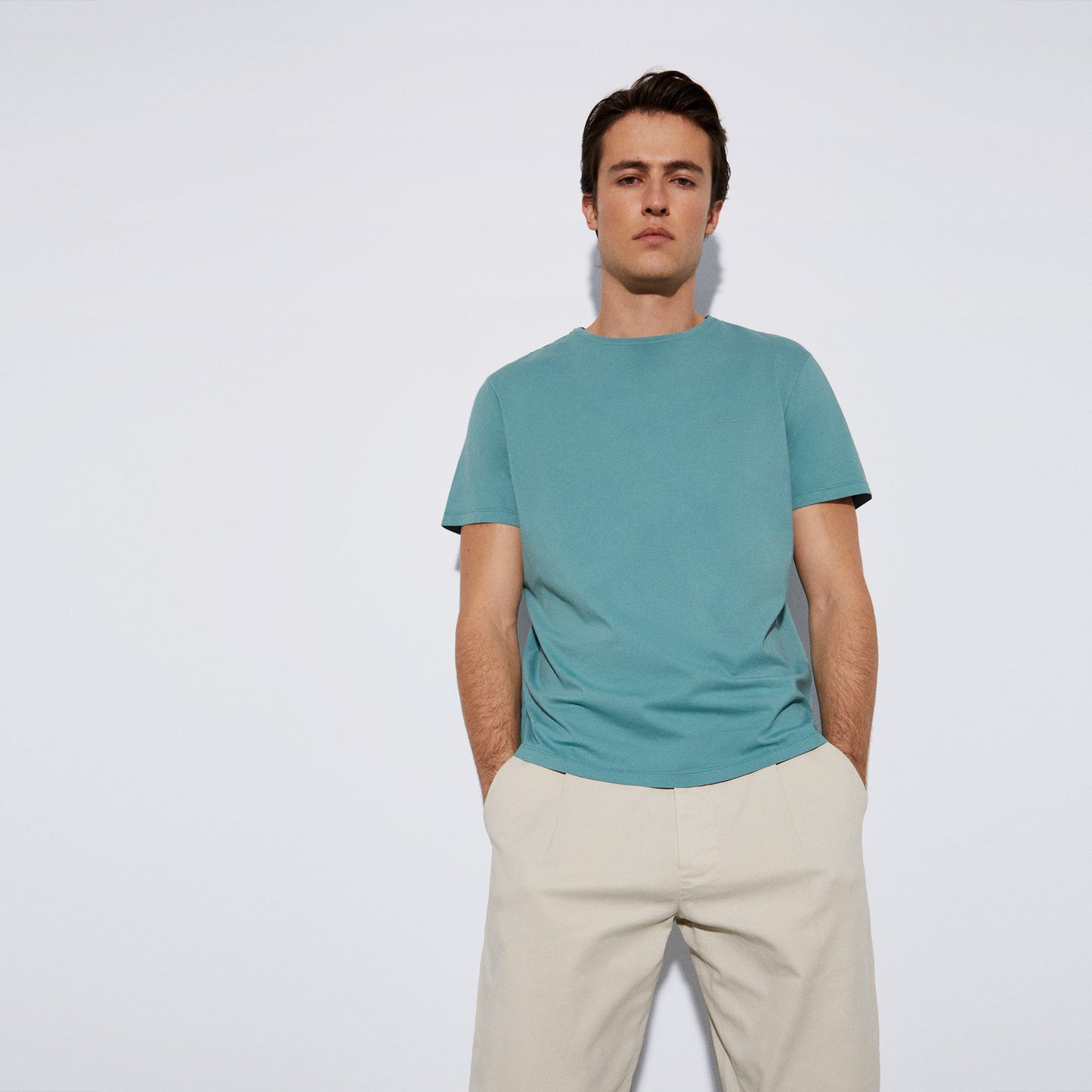 Topaz Blue Short-Sleeved Cotton T-Shirt