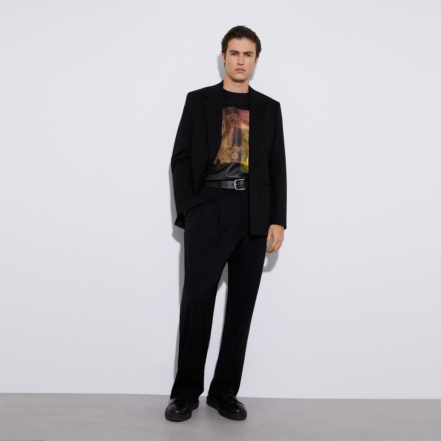 Black Oversize Printed Cotton T-Shirt