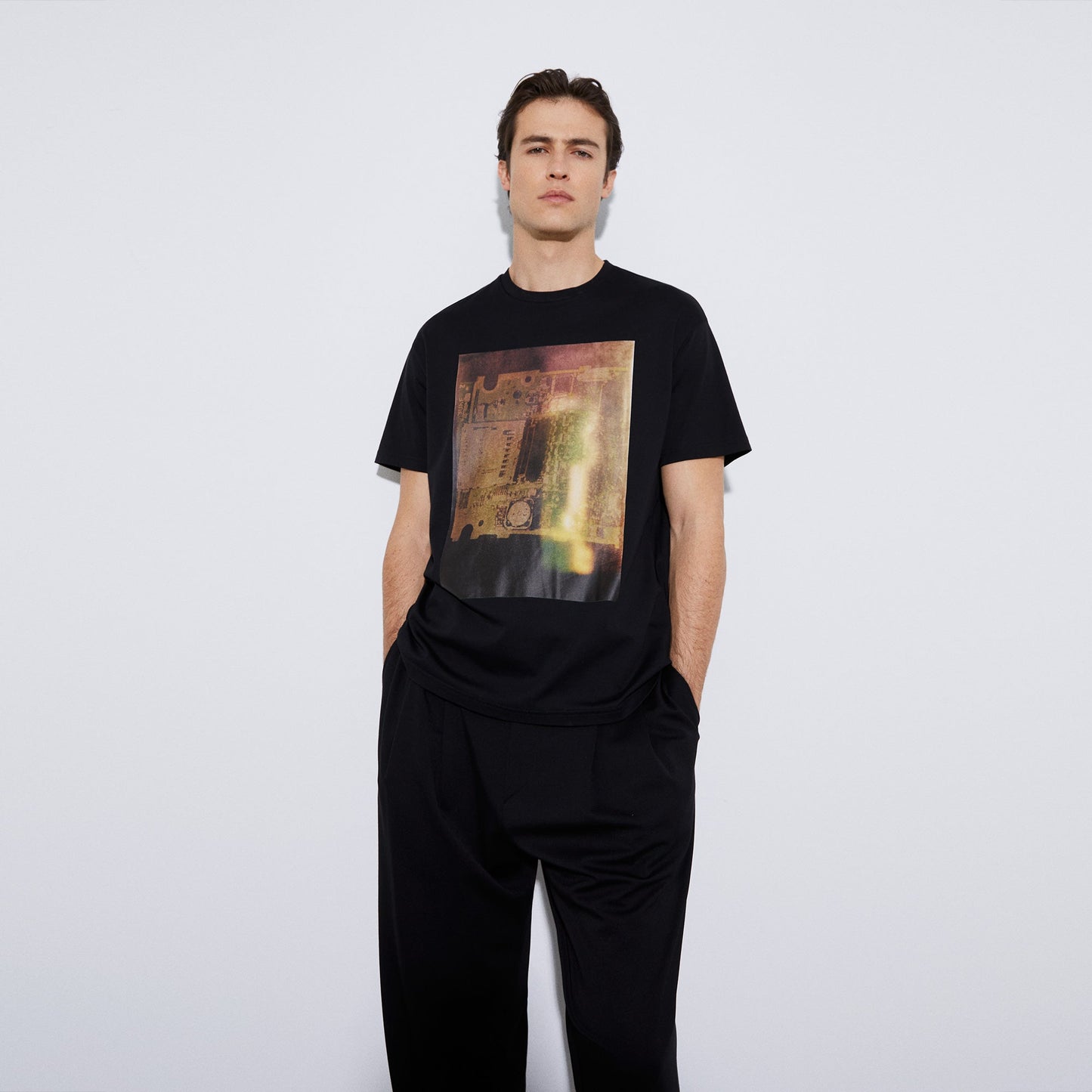 Black Oversize Printed Cotton T-Shirt