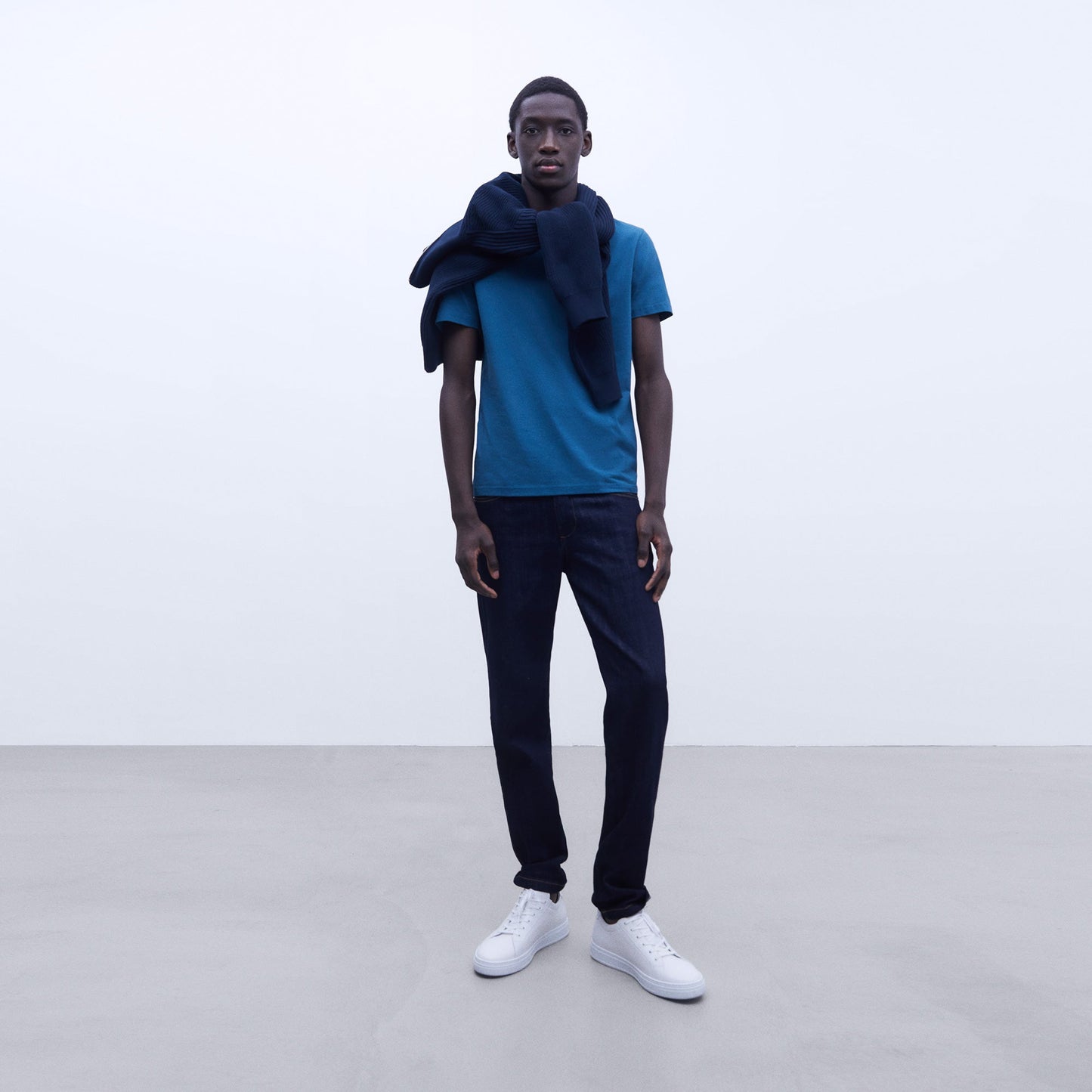 Marbled Cotton Tee in Petrol Blue