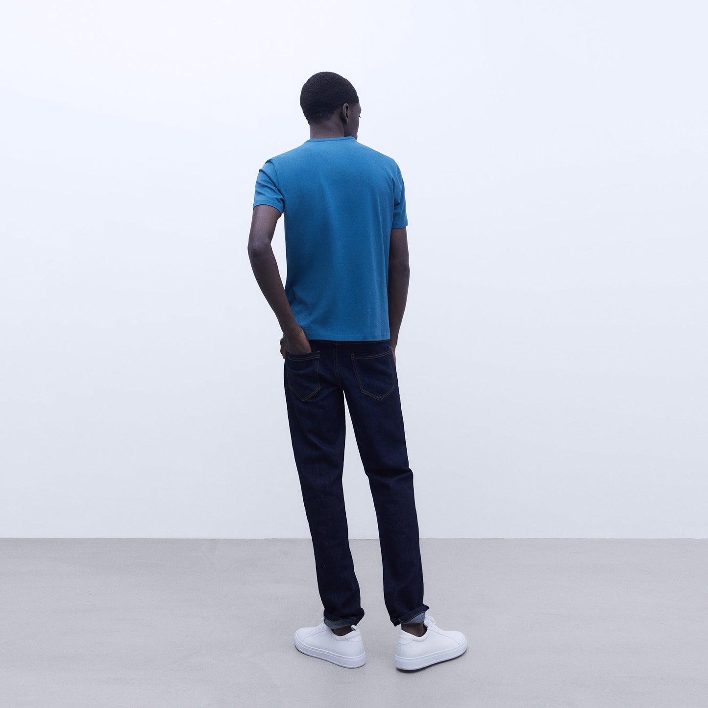 Marbled Cotton Tee in Petrol Blue