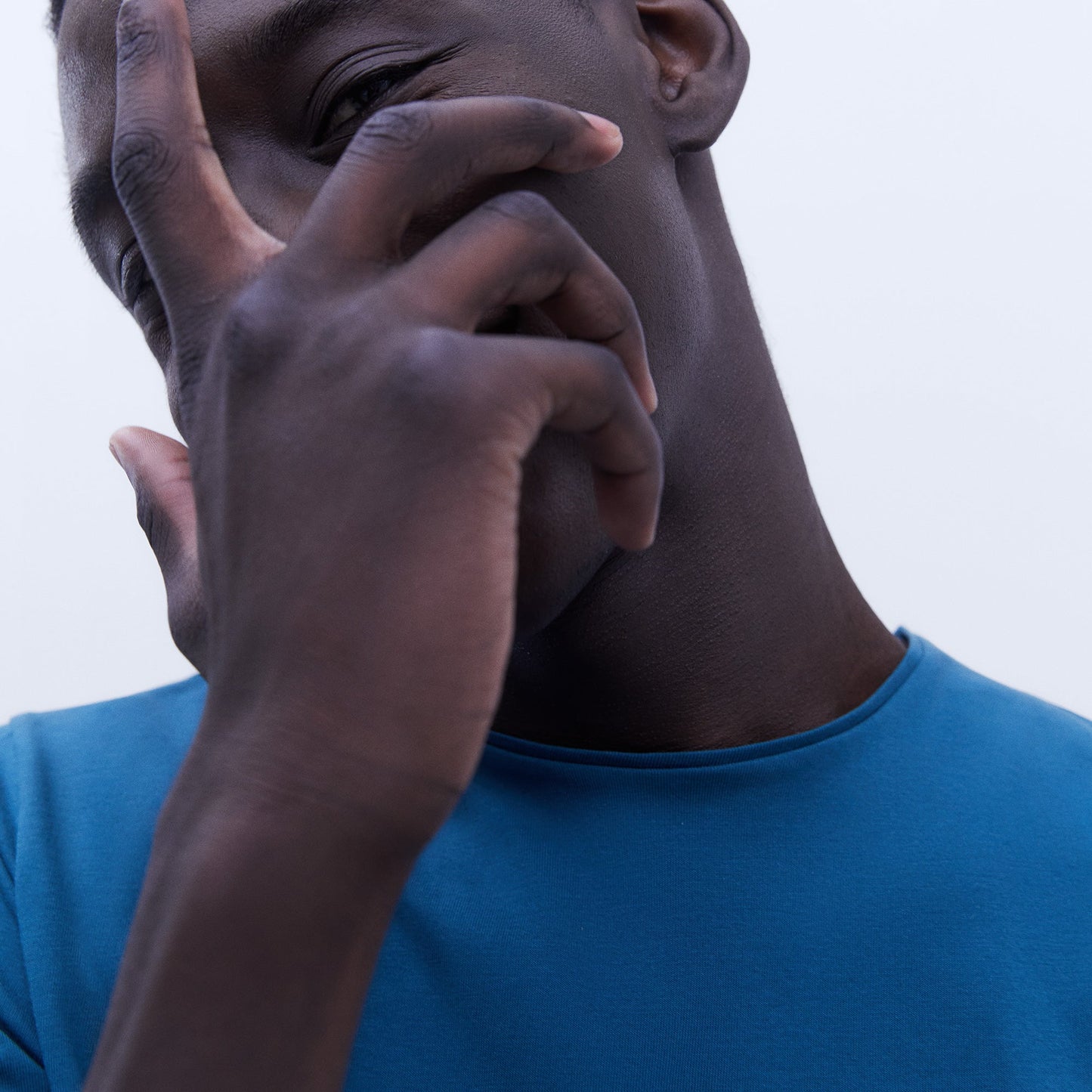 Marbled Cotton Tee in Petrol Blue