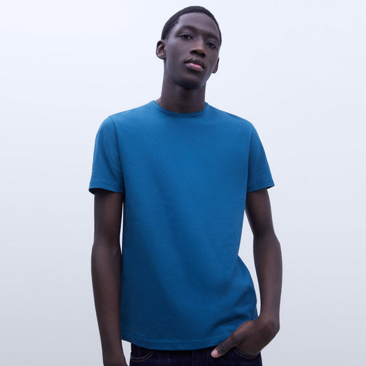 Marbled Cotton Tee in Petrol Blue