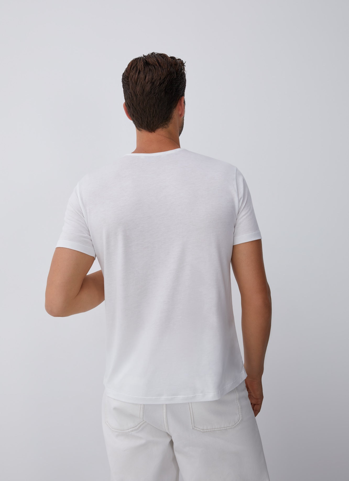 White Lyocell And Cotton T-Shirt