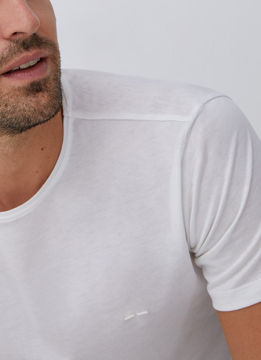 White Lyocell And Cotton T-Shirt