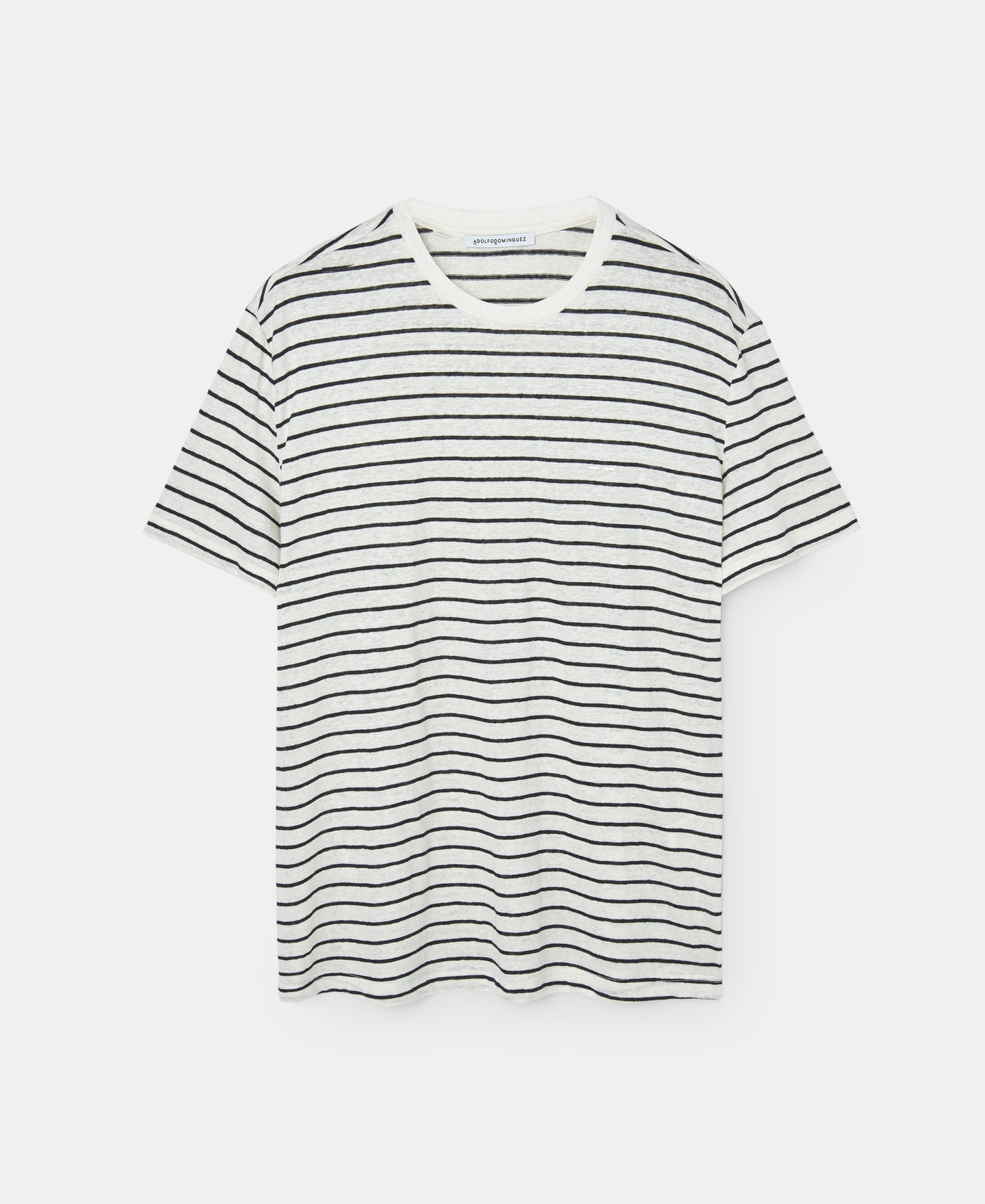 White/Blue Stripe White Linen Striped T-Shirt
