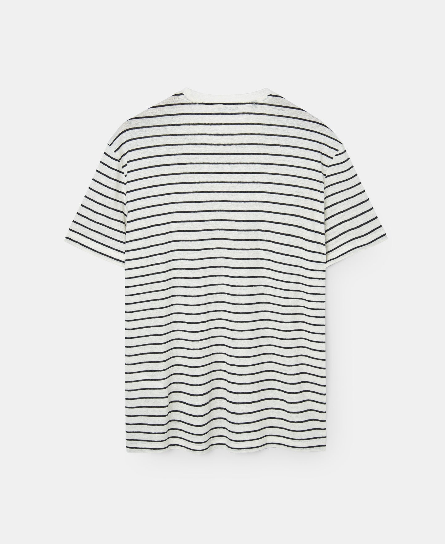 White/Blue Stripe White Linen Striped T-Shirt