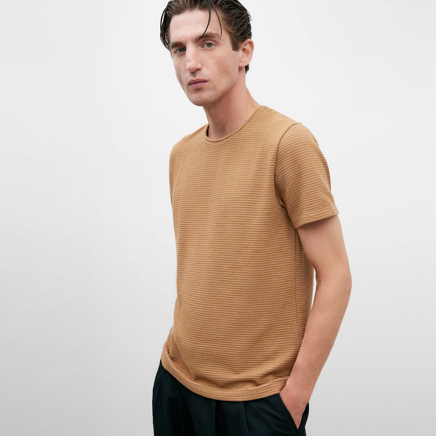 Striped T-Shirt In Tumeric