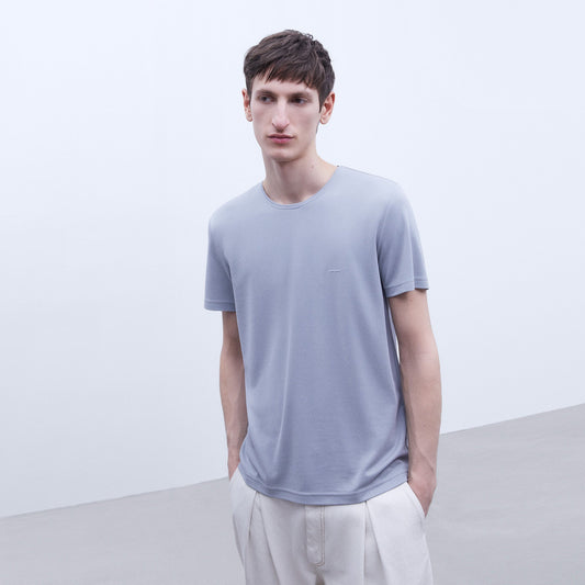 Modal Crew Neck T-Shirt in Light Grey