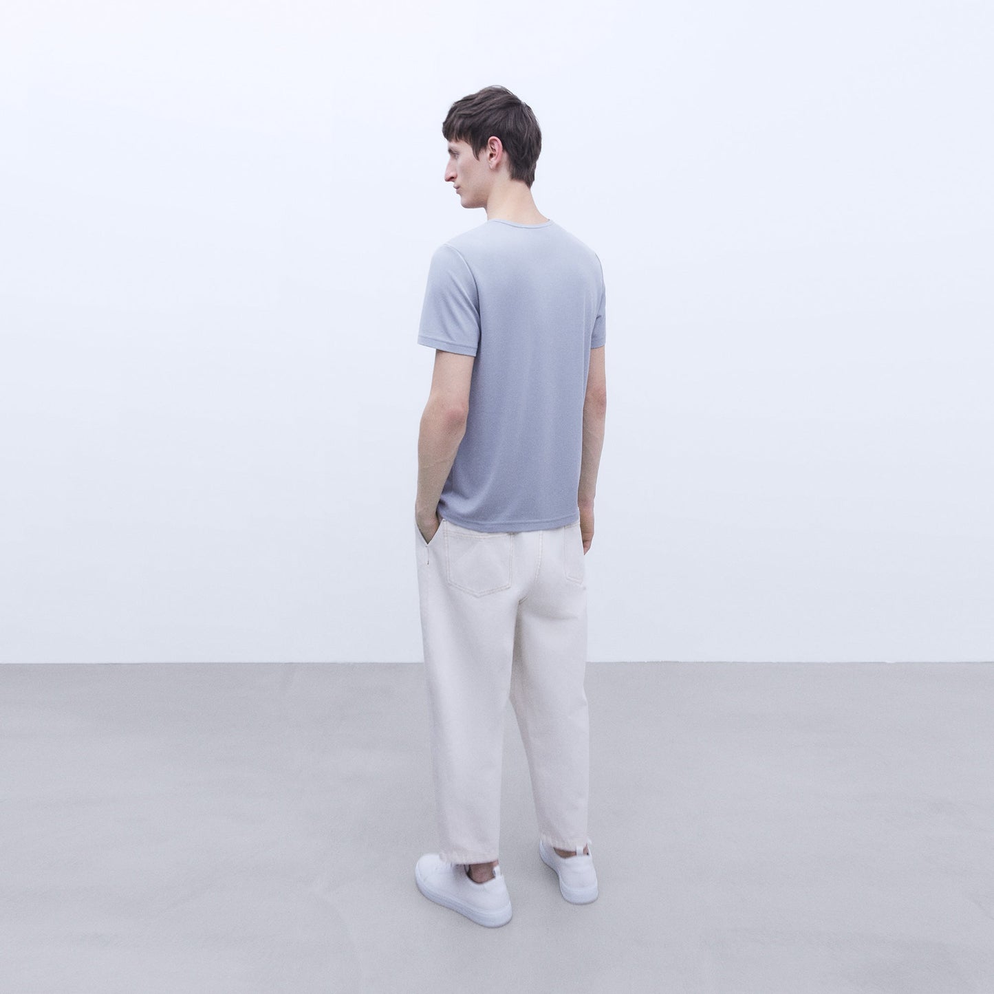 Modal Crew Neck T-Shirt in Light Grey