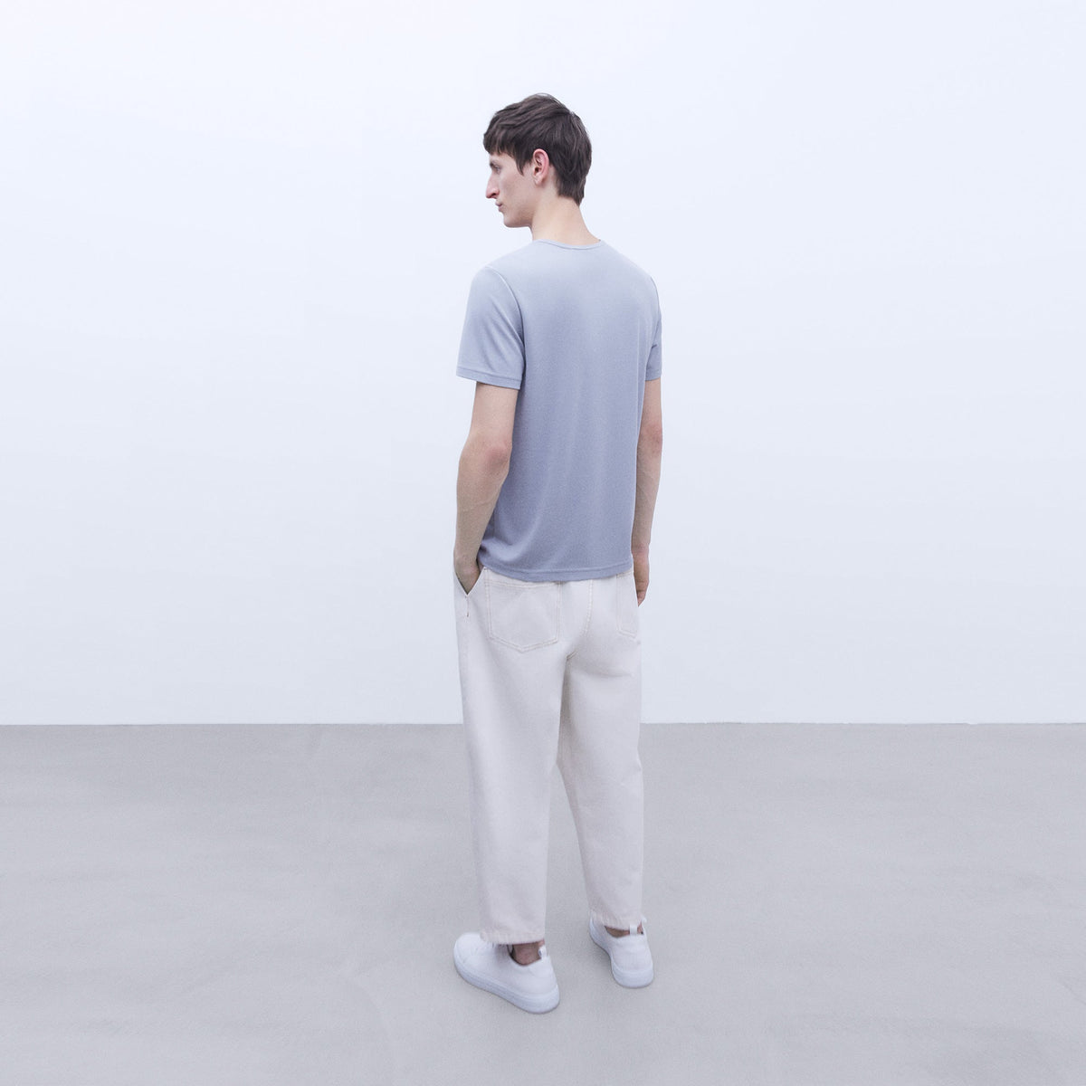 Modal Crew Neck T-Shirt in Light Grey