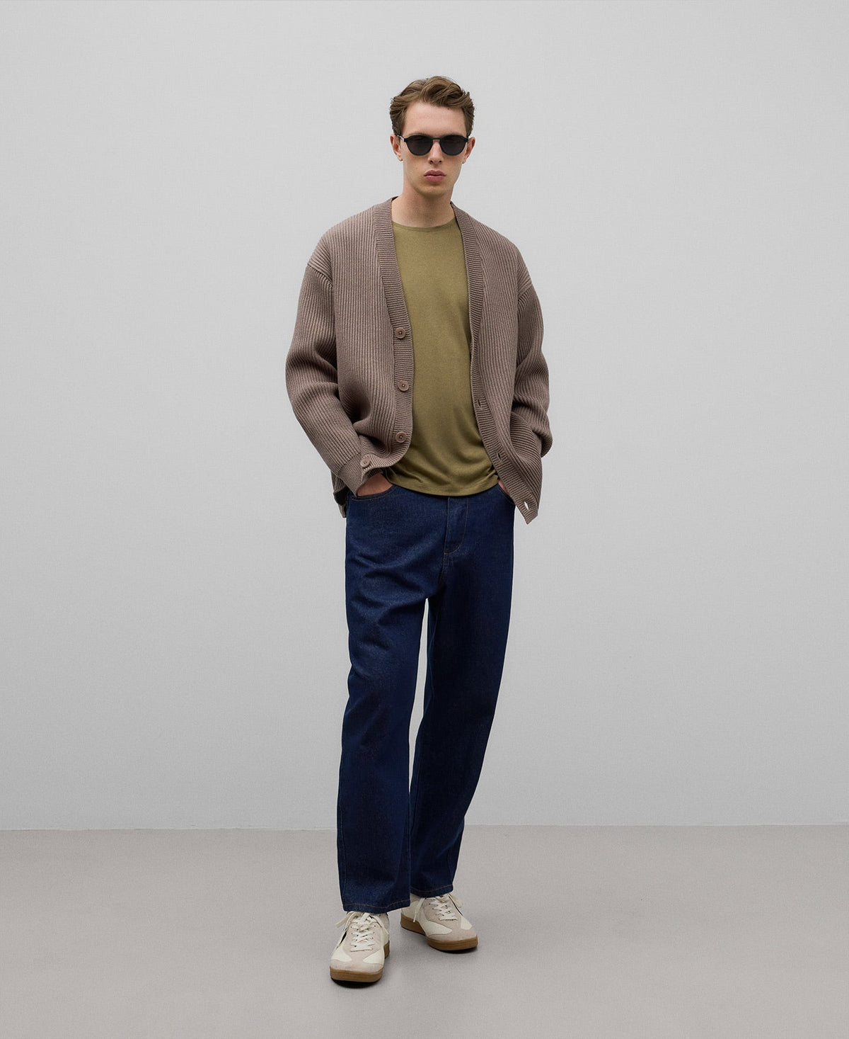 Long Sleeve Men's T-shirt in Olive Green