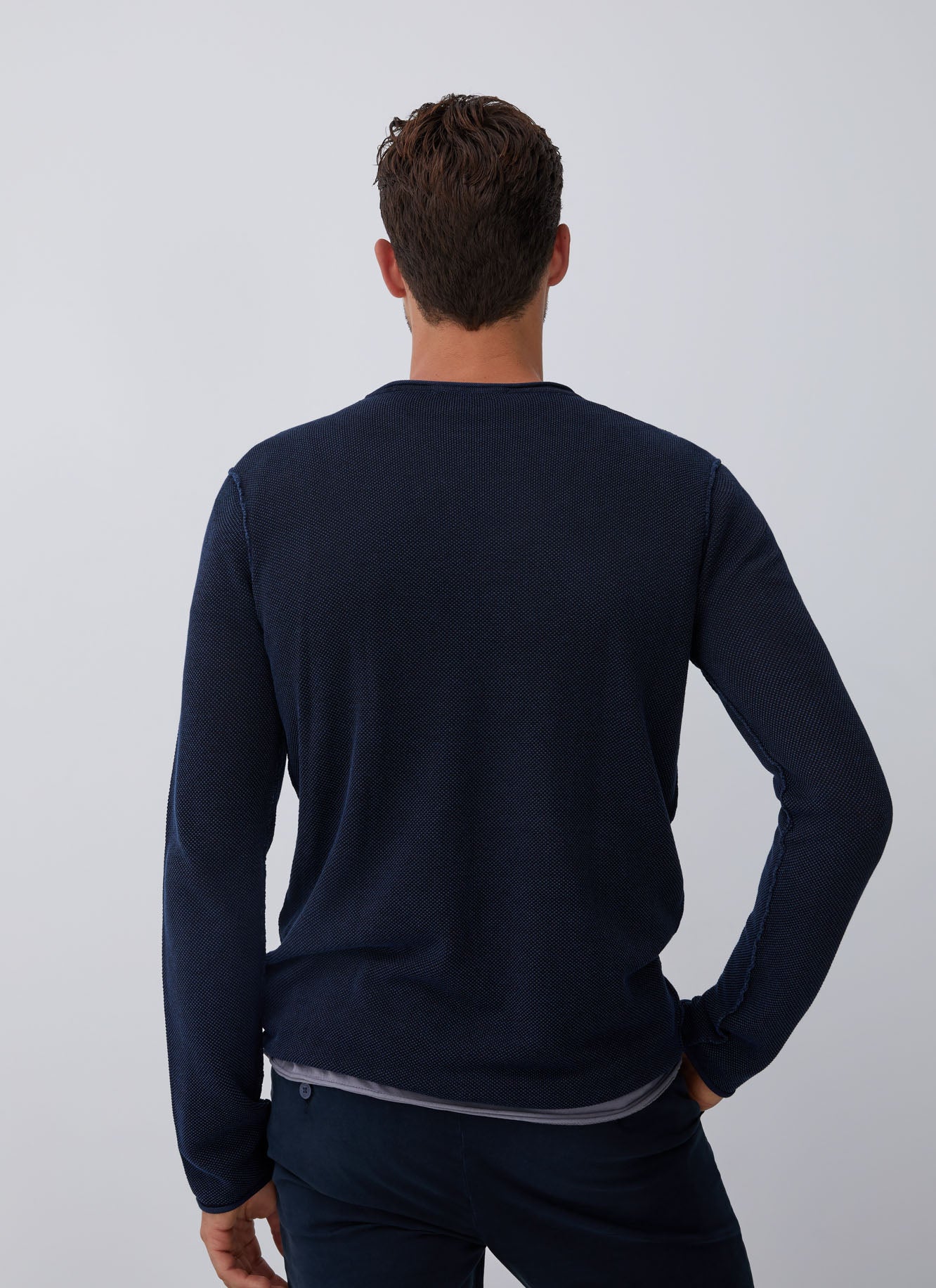 Navy Blue Cotton Pique Washed T-Shirt