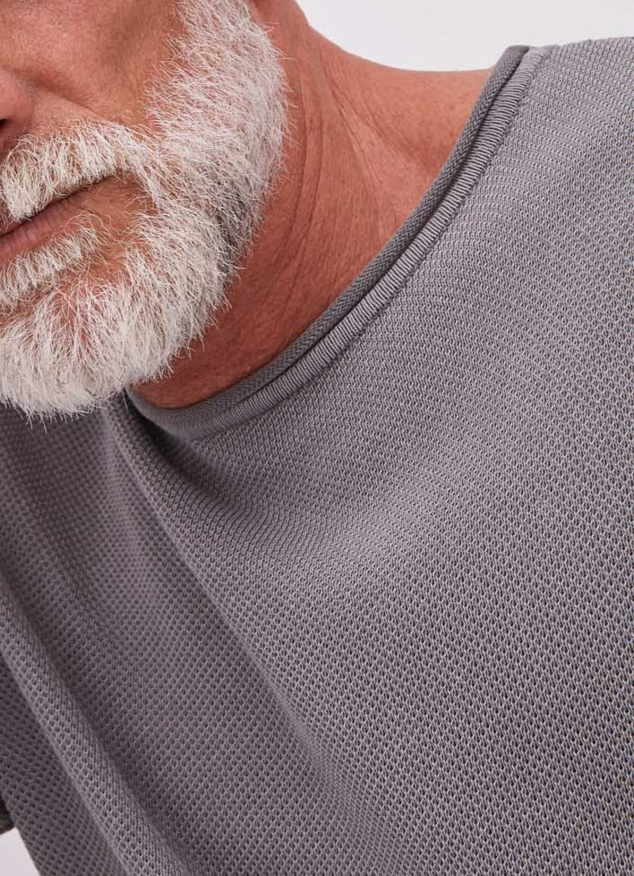 Grey Cotton Pique Washed T-Shirt