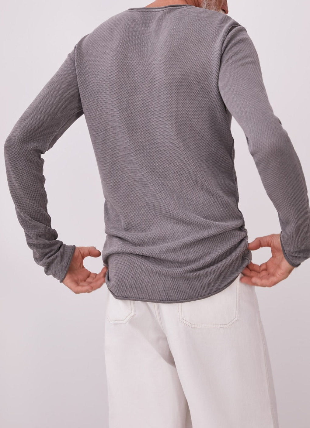 Grey Cotton Pique Washed T-Shirt
