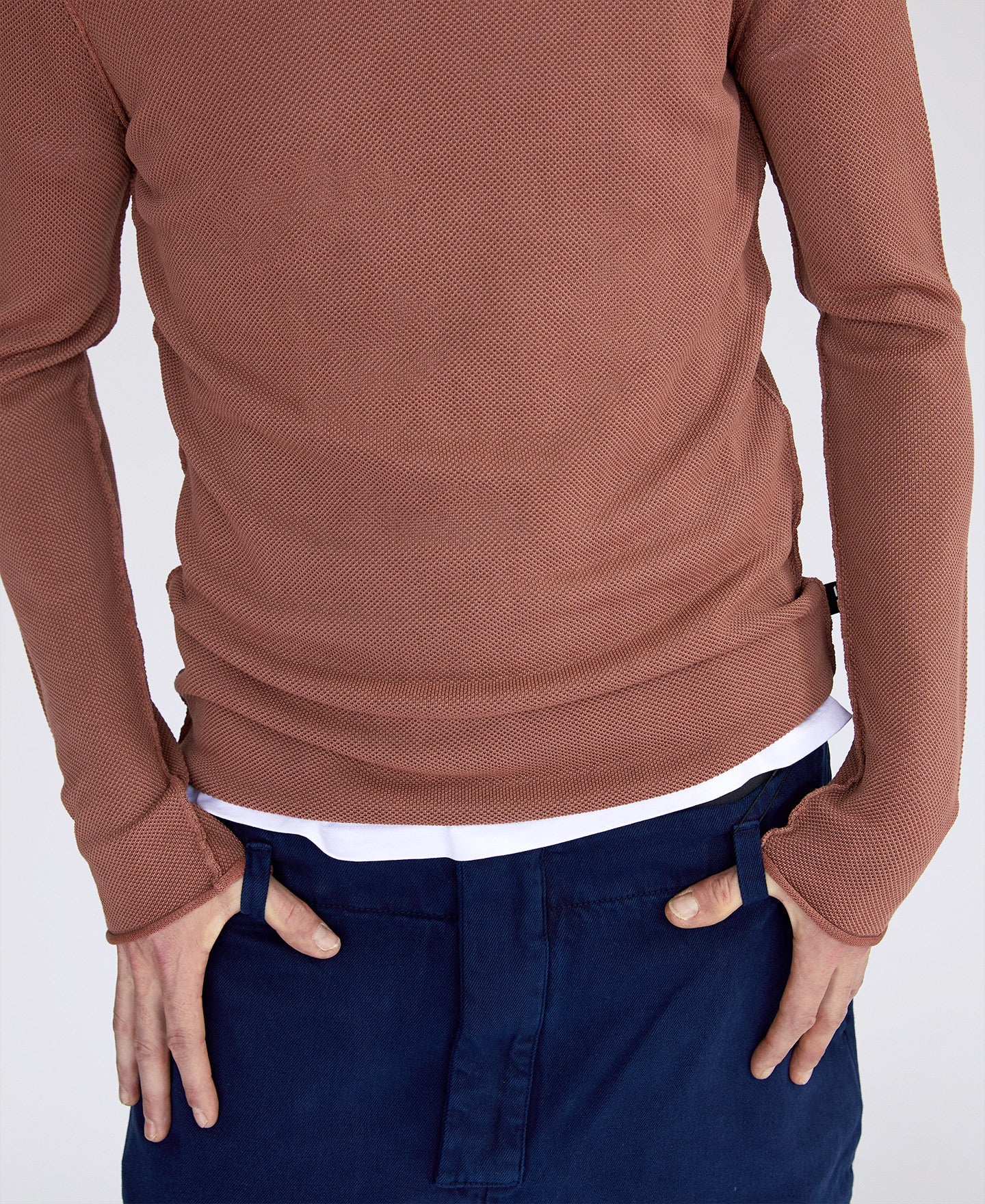 Light Brown Viscose And Cotton Knitted T-Shirt