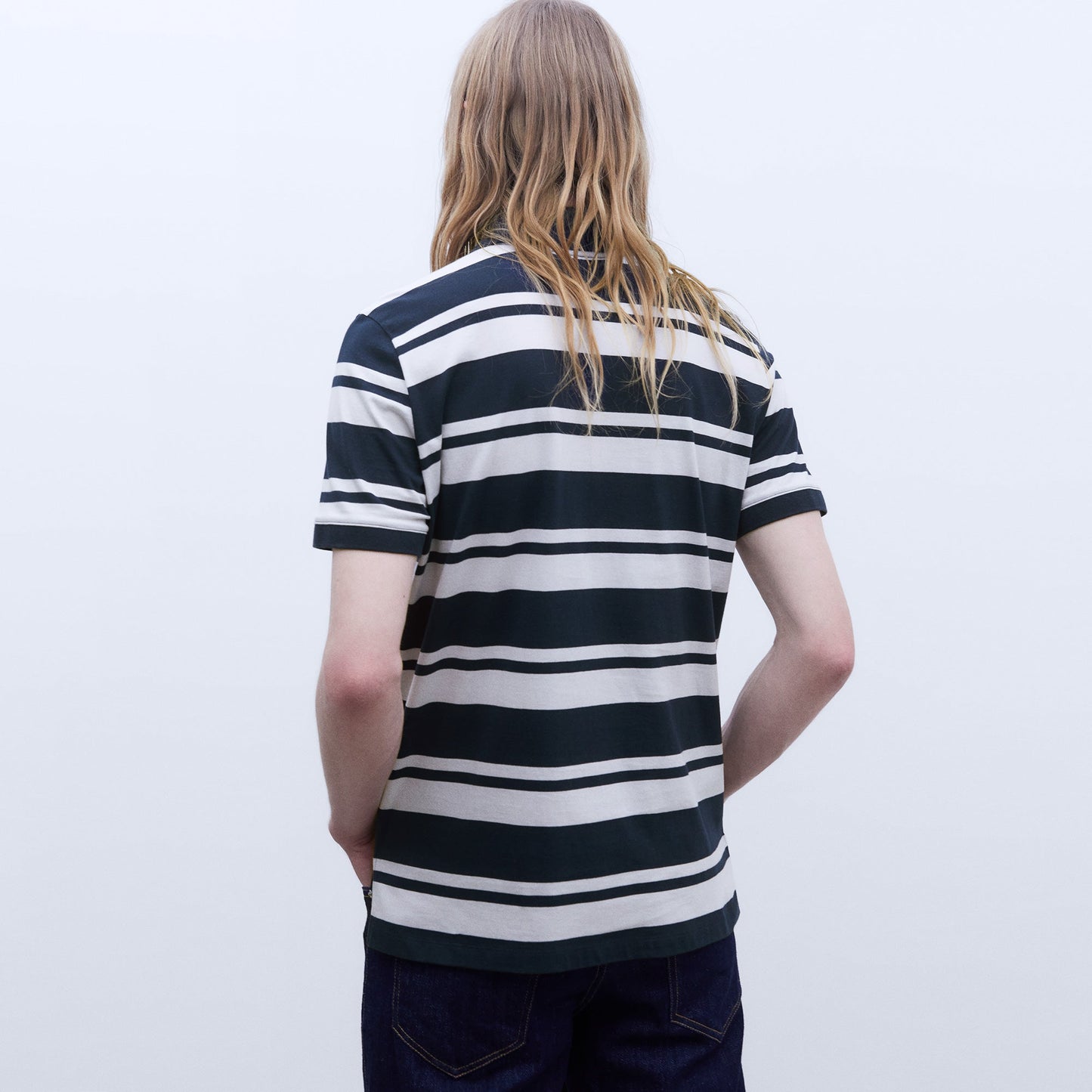 Oversize Striped Cotton Polo - White/Blue