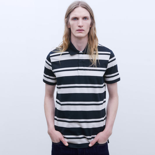 Oversize Striped Cotton Polo - White/Blue