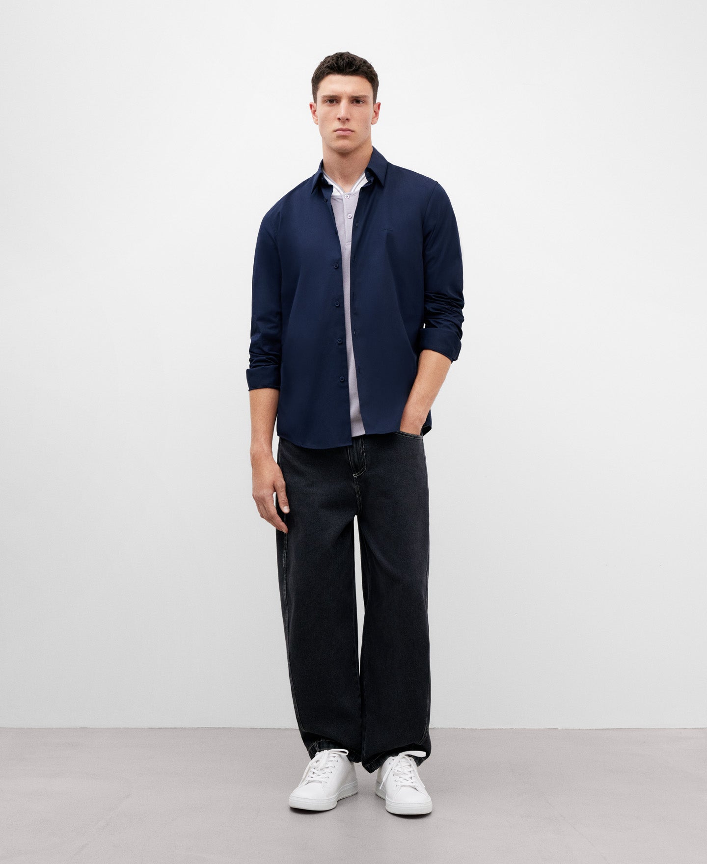Round Collar Cotton Polo Shirt For Men