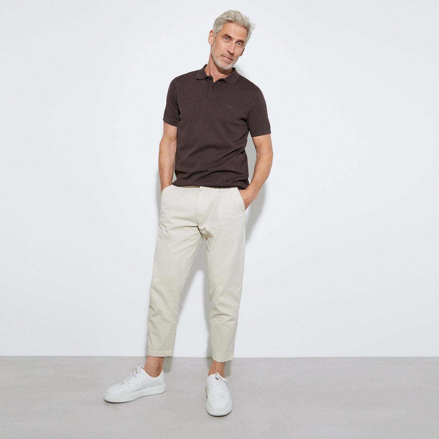 Chesnut Brown Two Button Polo Shirt In Cotton