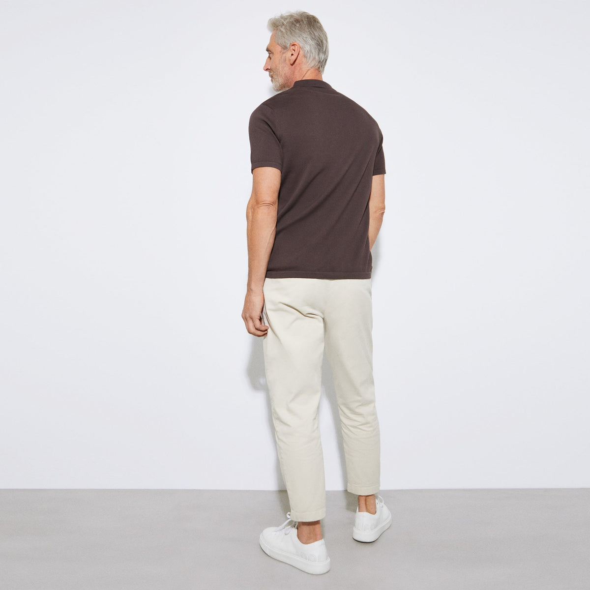 Chesnut Brown Two Button Polo Shirt In Cotton