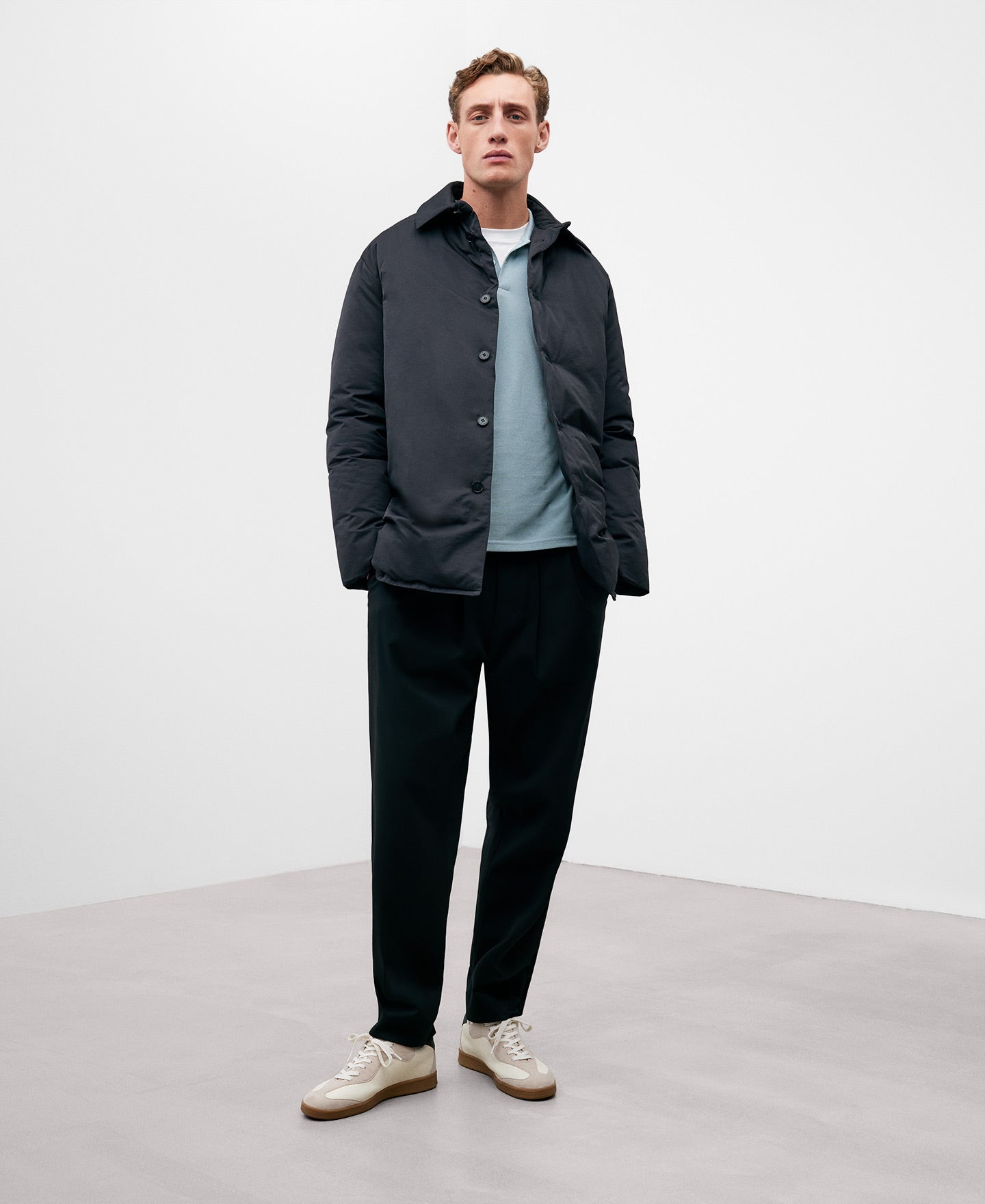 Light Blue Cotton Piqué Polo Shirt For Men