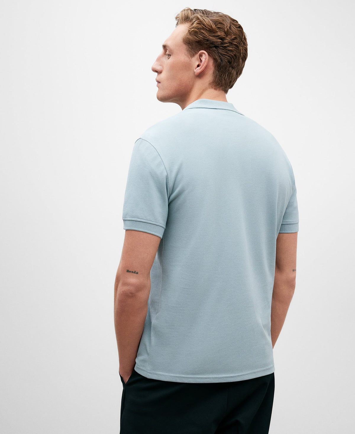 Light Blue Cotton Piqué Polo Shirt For Men