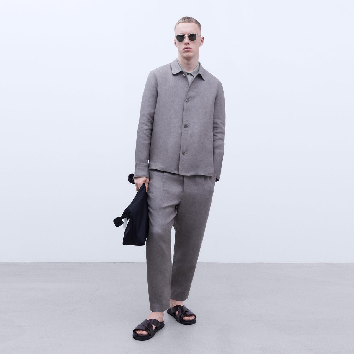 Luxury Grey Cotton Polo Shirt