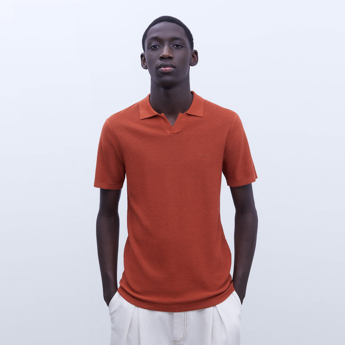 Rust Buttonless Polo Shirt