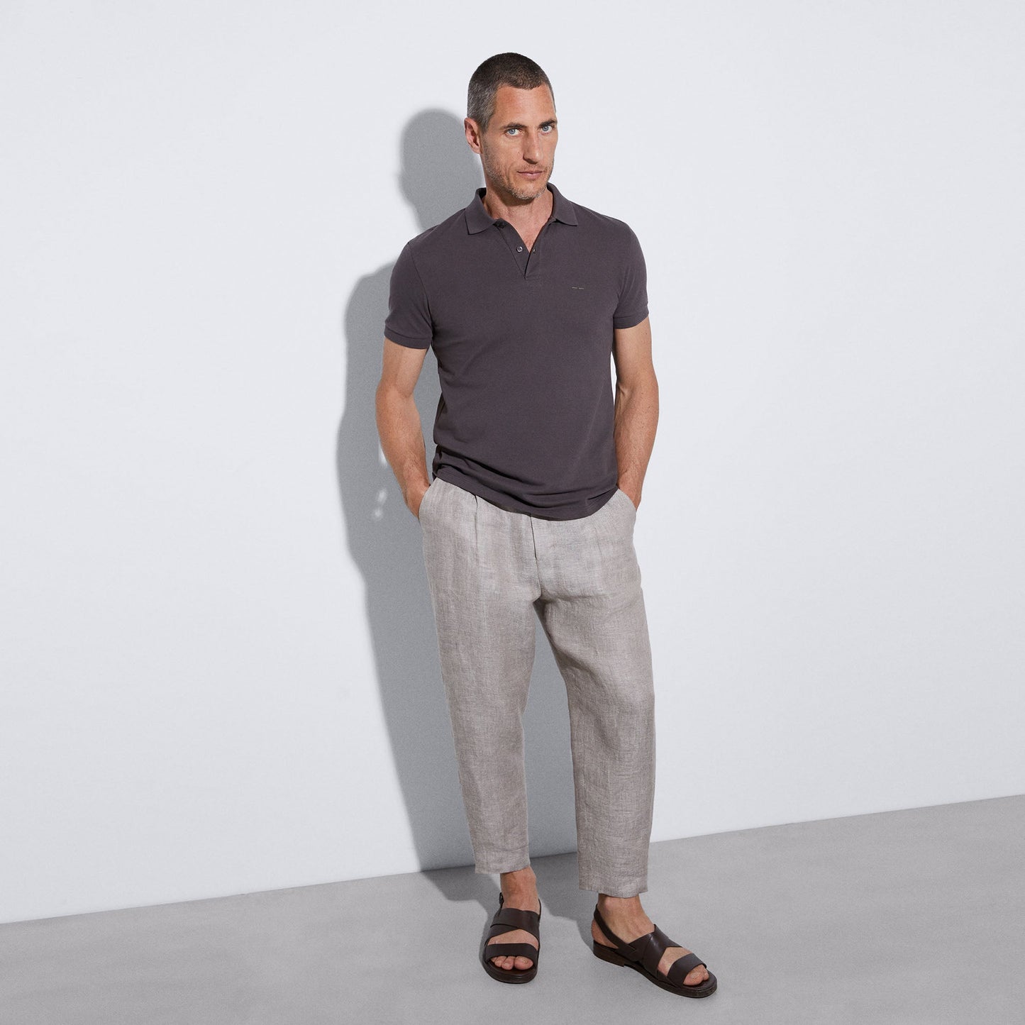 Chesnut Brown Cotton Pique Two Button Polo Shirt
