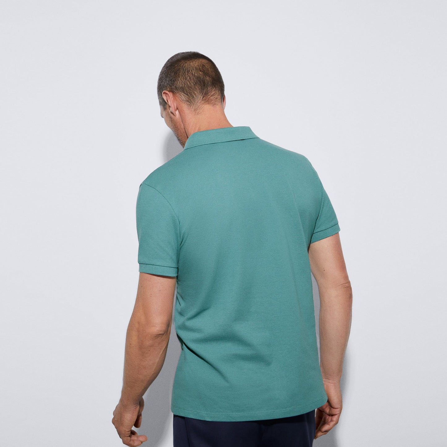 Topaz Blue Cotton Pique Two Button Polo Shirt